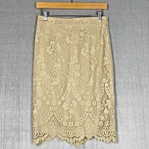 J Crew Womens Pencil Skirt 0P Janis Chantilly Lace Taupe Fairygrunge Romantic